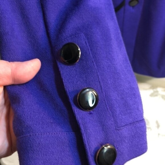 Vintage Size 12 Louis Feraud purple wool blend skirt suit - Picture 9 of 11
